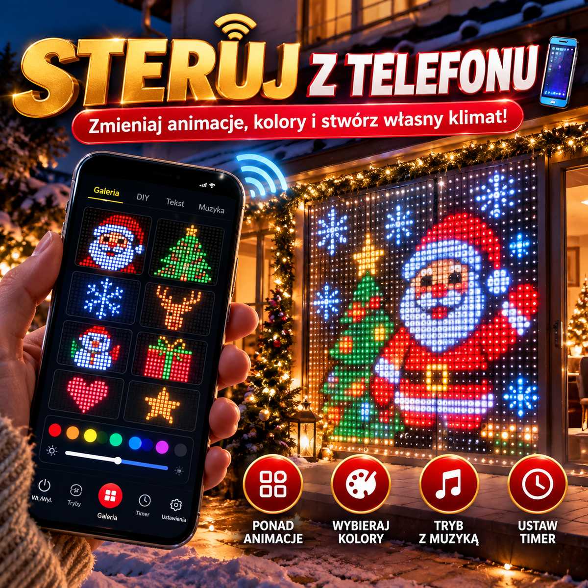 Świąteczny Blask™ – Kurtyna LED